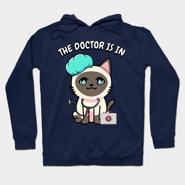 Cute white cat is a doctor Hoodie by Pet Station